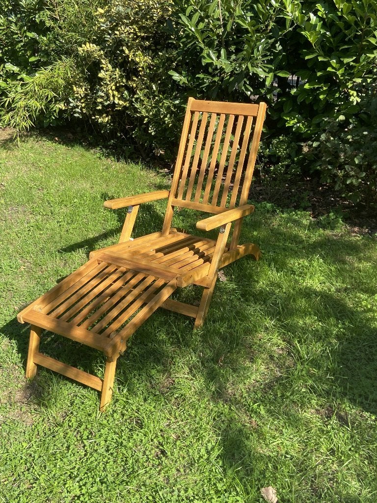 Houten houten deckchair / ligbed – inklapbaar – 55 cm breed, Ophalen, Zo goed als nieuw, Hout, Inklapbaar