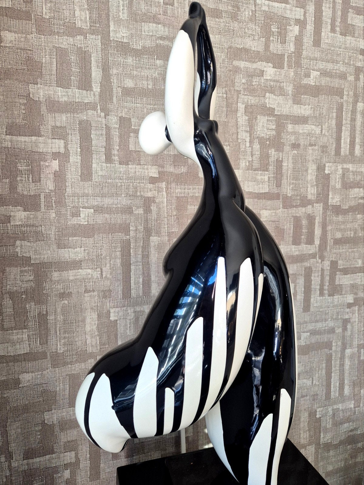 Ornament beeld dikke dame zwart wit op voet, Antiek en Kunst, Ophalen of Verzenden