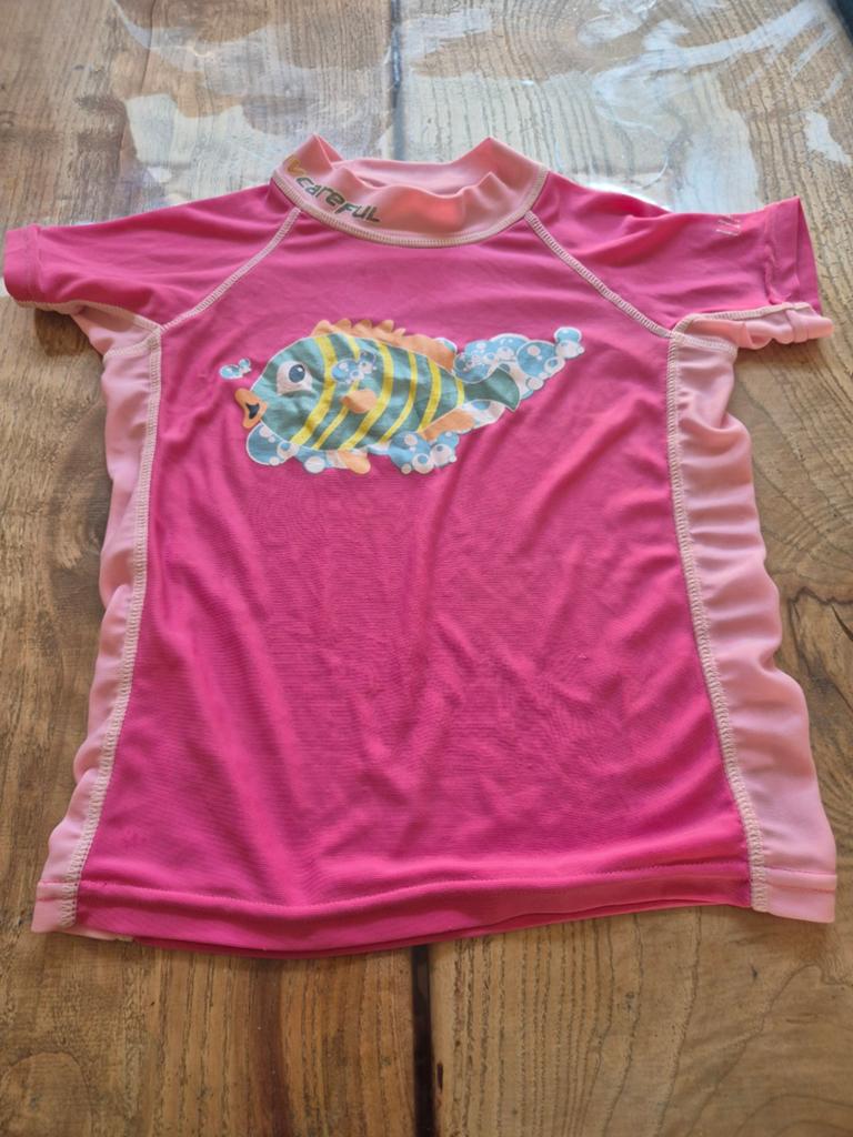 Roze UV-zwemshirt met visprint, maat M-L (110/116?), Bestway, Gebruikt, Ophalen of Verzenden, Maat 110
