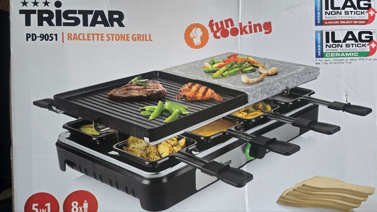 Tristar PD-9051 Raclette Stone Grill 5-in-1, Witgoed en Apparatuur, Ophalen of Verzenden, Nieuw