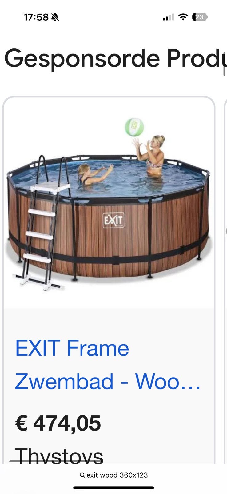 Exit wood 360x122, Tuin en Terras, Zwembaden, Ophalen, Zo goed als nieuw, Rechthoekig, Opzetzwembad
