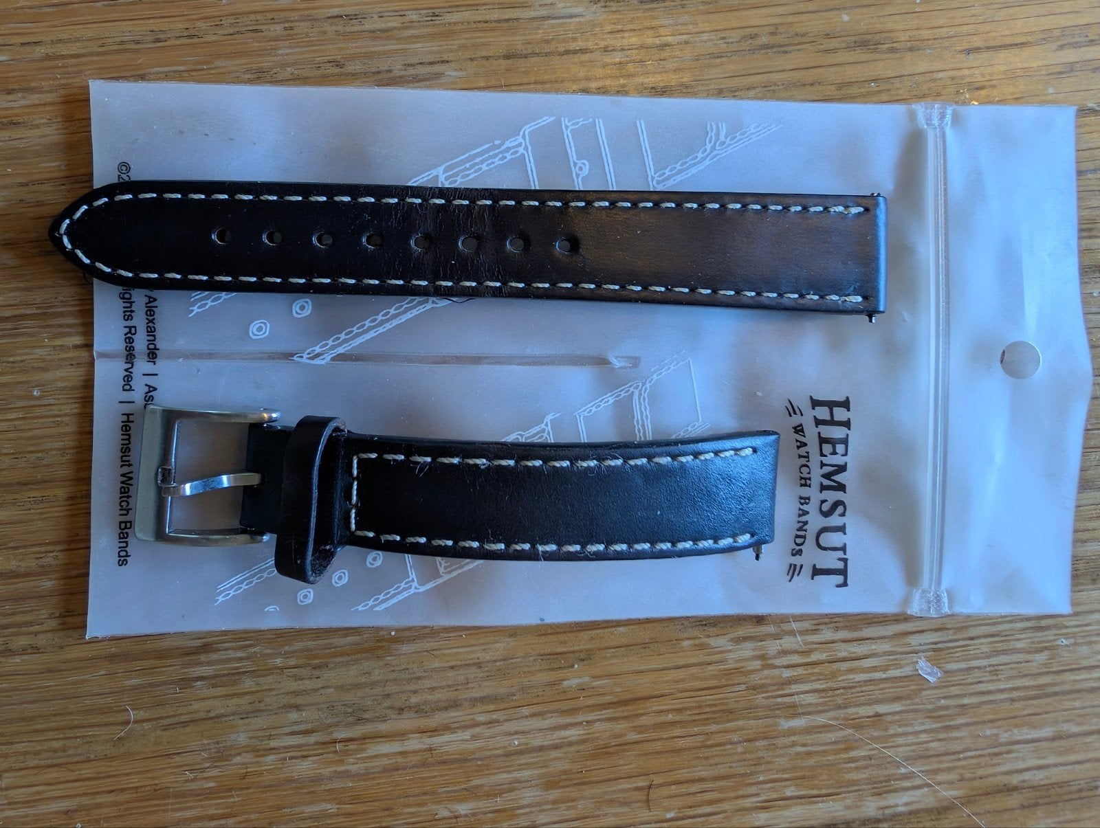 Hemsut Horlogebandje Leer Zwart 18mm Garmin Quickrelease, Ophalen of Verzenden, Nieuw, Leer, Overige merken
