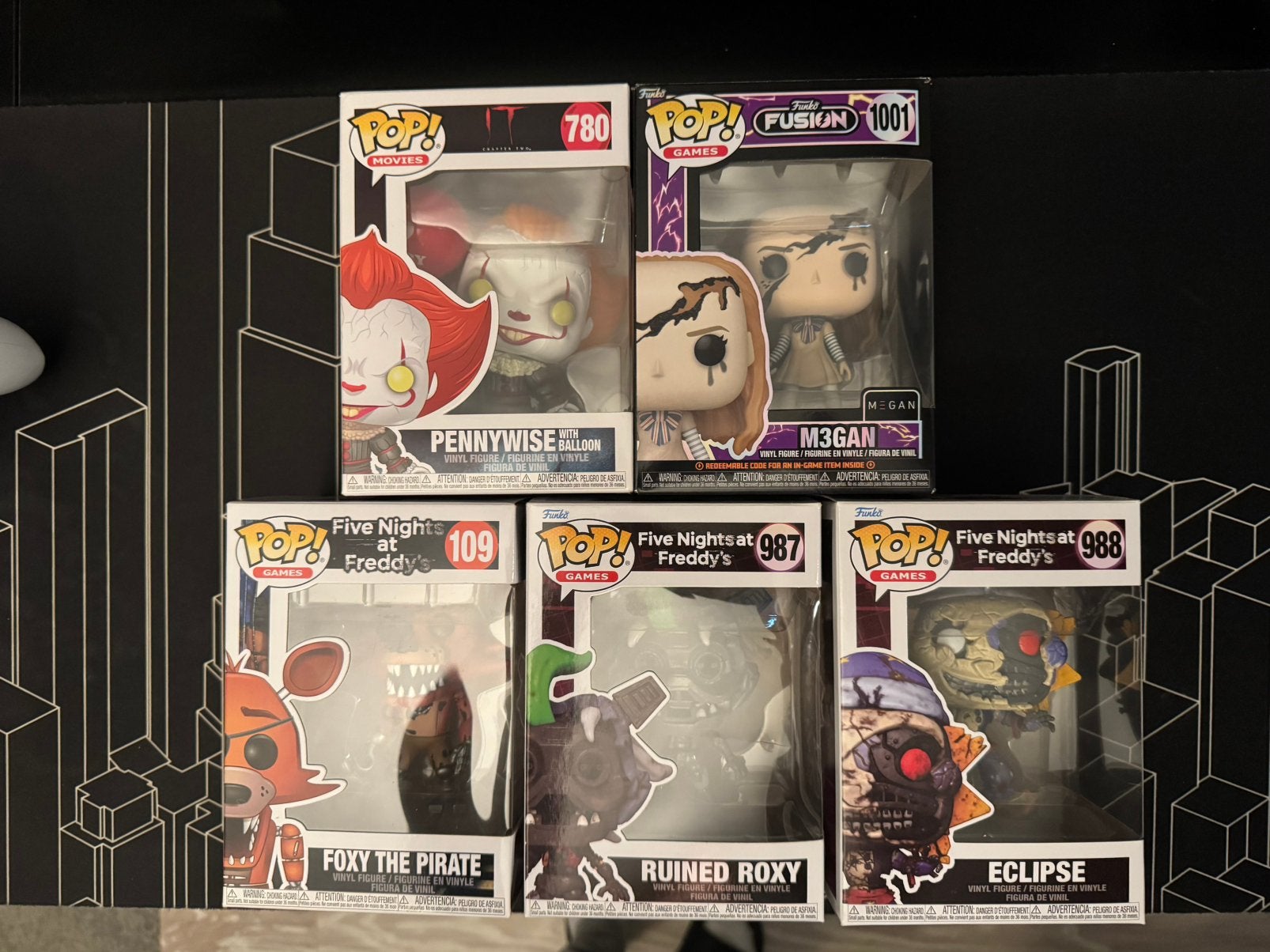 Funko Pop Horror Set - FNAF, M3GAN, Roxy, Foxy & Pennywise, Ophalen of Verzenden, Zo goed als nieuw