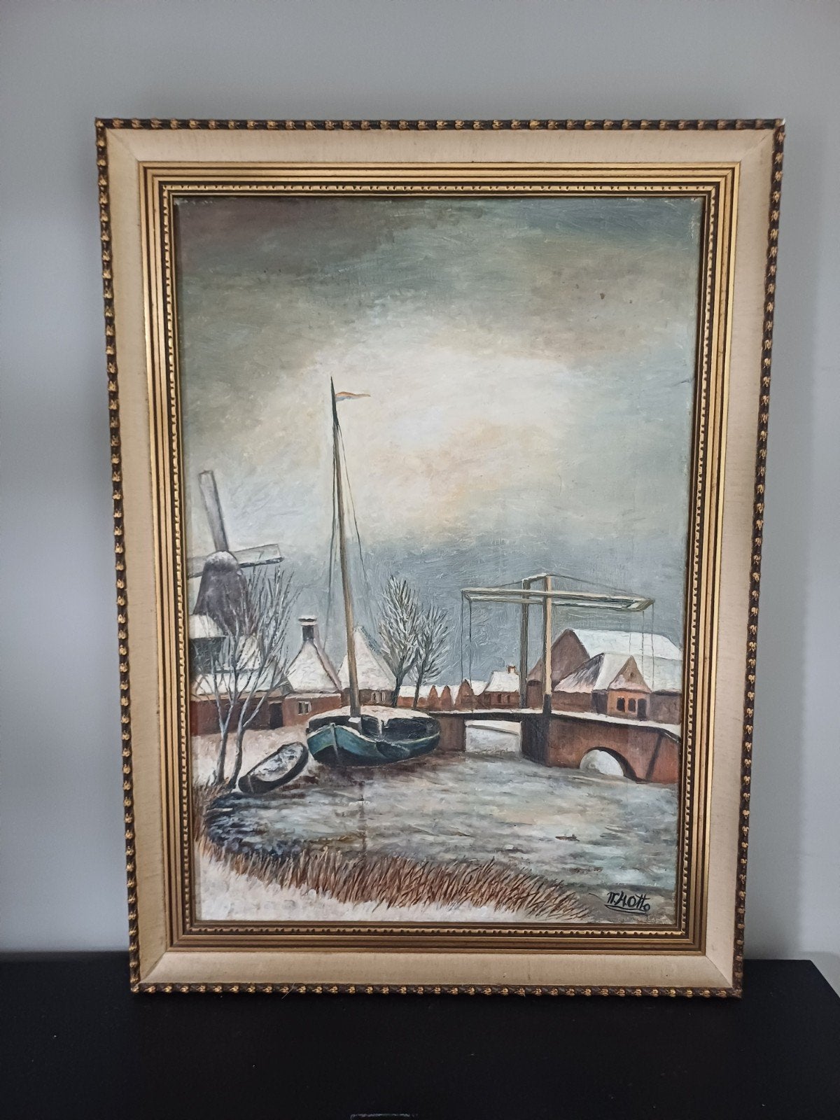 Prachtig olieverf schilderij in mooie lijst van Thomas Otto, Antiek en Kunst, Ophalen