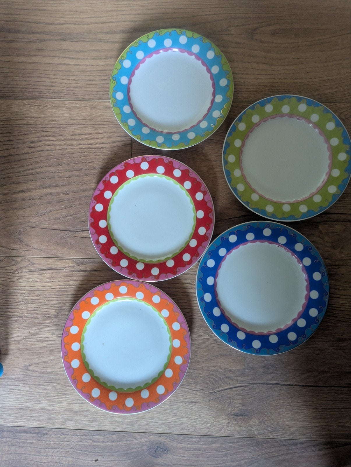 Oilily polkadot ontbijtbordjes 5 stuks, Overige merken, Ophalen of Verzenden, Zo goed als nieuw, Bord(en)