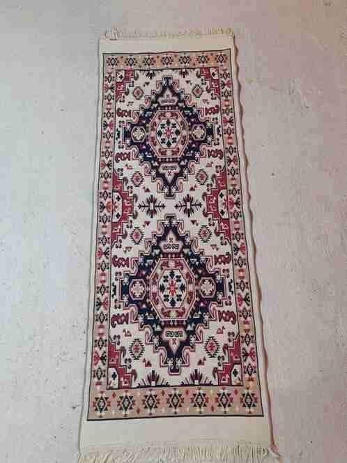 Kelimstijl kleed reversibel rood beige antraciet 192/73 cm