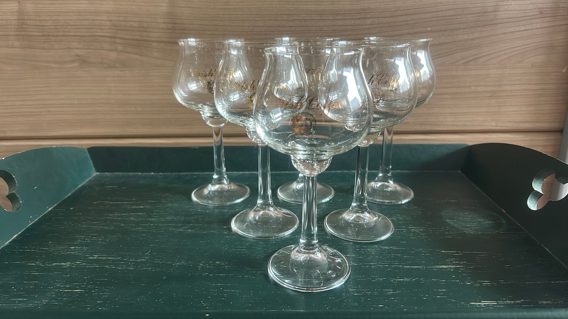 6 Douwe Egberts Irish Coffee glazen, gouden logo p/6:, Verzamelen, Glas en Borrelglaasjes, Ophalen of Verzenden, Zo goed als nieuw