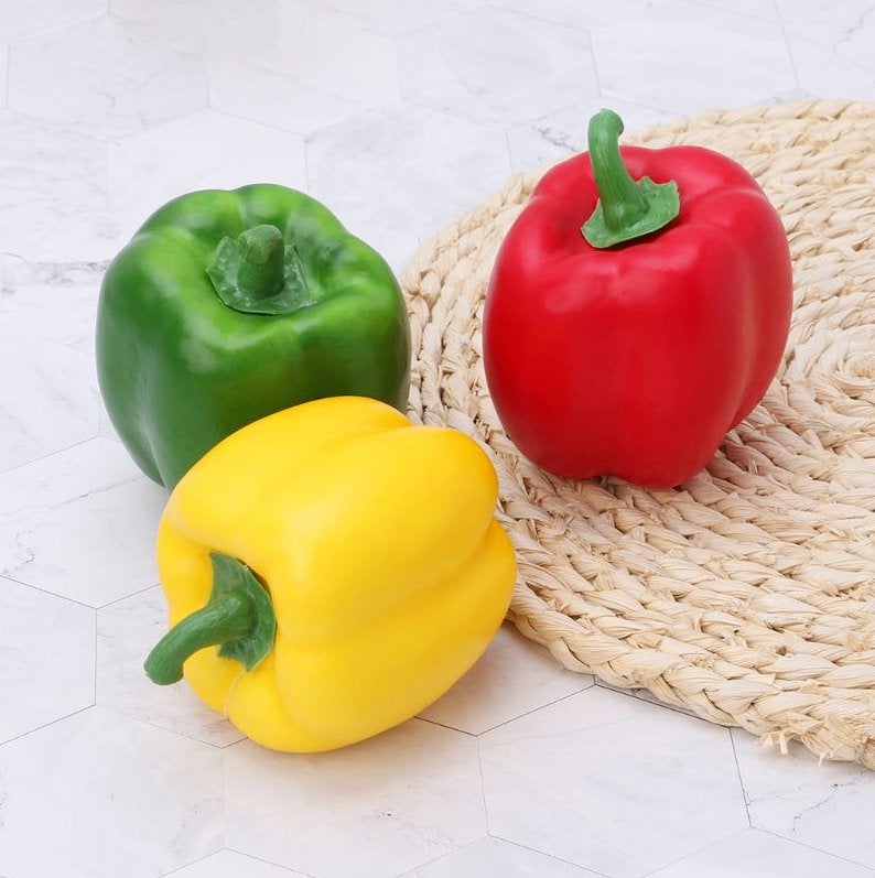 3 Kunst Paprika's / Kunstgroente Groente Voedsel Paprika Nep, Huis en Inrichting, Woonaccessoires | Overige, Verzenden, Nieuw