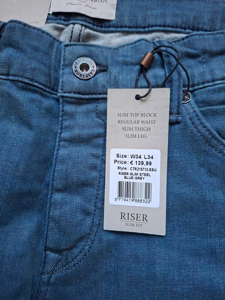 CAST IRON Riser slimfit jeans W34 L34, Blauw, Nieuw, Ophalen of Verzenden, W33 - W34 (confectie 48/50)