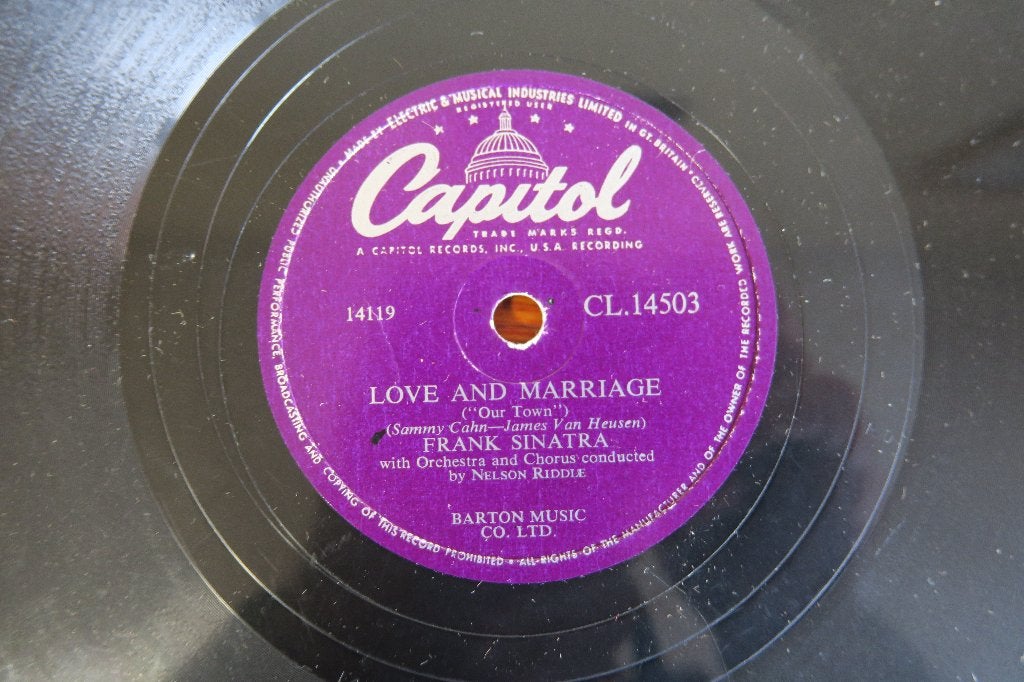 Frank Sinatra Love and marriage married with children 78 rpm, Gebruikt, 10 inch, Ophalen of Verzenden, Pop