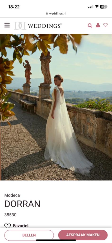 Trouwjurk bruidsjurk Modeca Dorran Weddings, Ophalen of Verzenden, Zo goed als nieuw, Wit, Trouwjurk