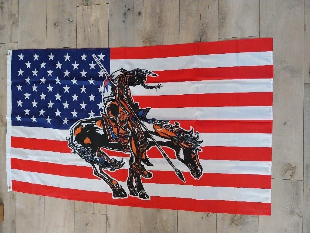 USA Amerikaanse vlag met indiaan NIEUW, Ophalen of Verzenden, Nieuw