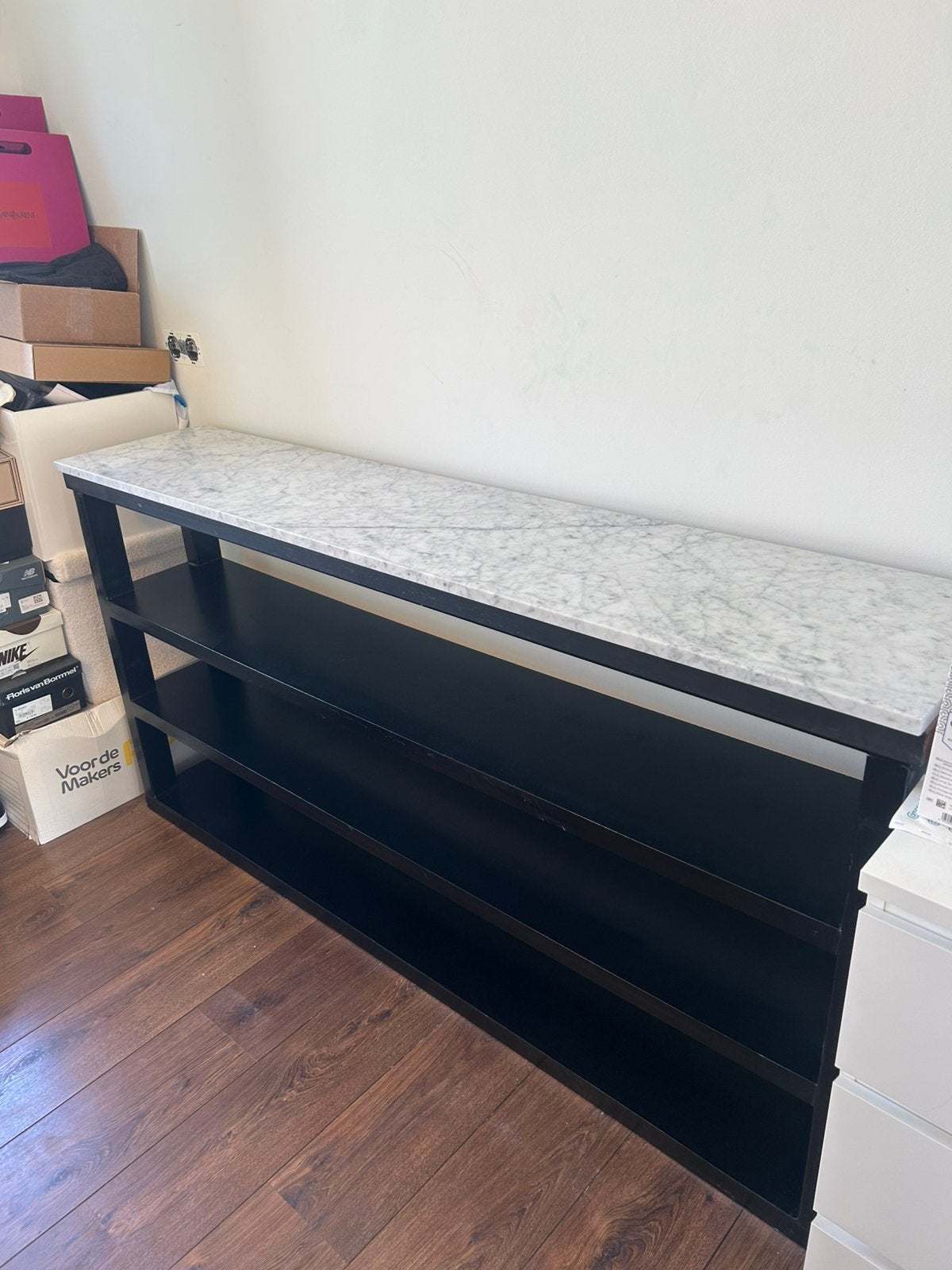 Dressoir/sidetable/schoenenkast met marmeren blad, Ophalen, Zo goed als nieuw