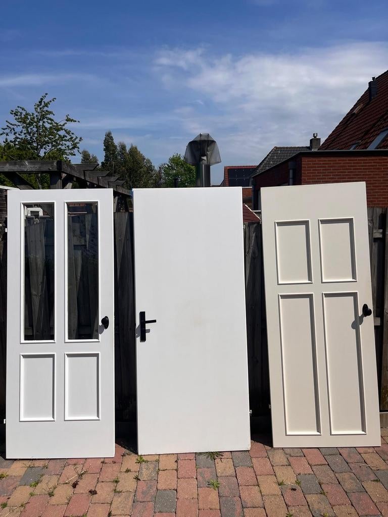 Diverse deuren te koop: 2 met glas, 2 paneeldeuren, Gebruikt, Binnendeur, Ophalen of Verzenden, Glas
