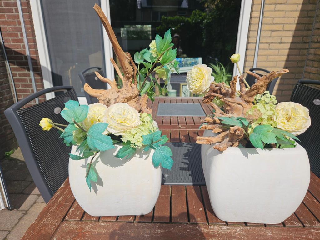 Set van 2 kunstbloemen in zware kwaliteit bloempotten, Ophalen, Gebruikt, Kunststof, Landelijk