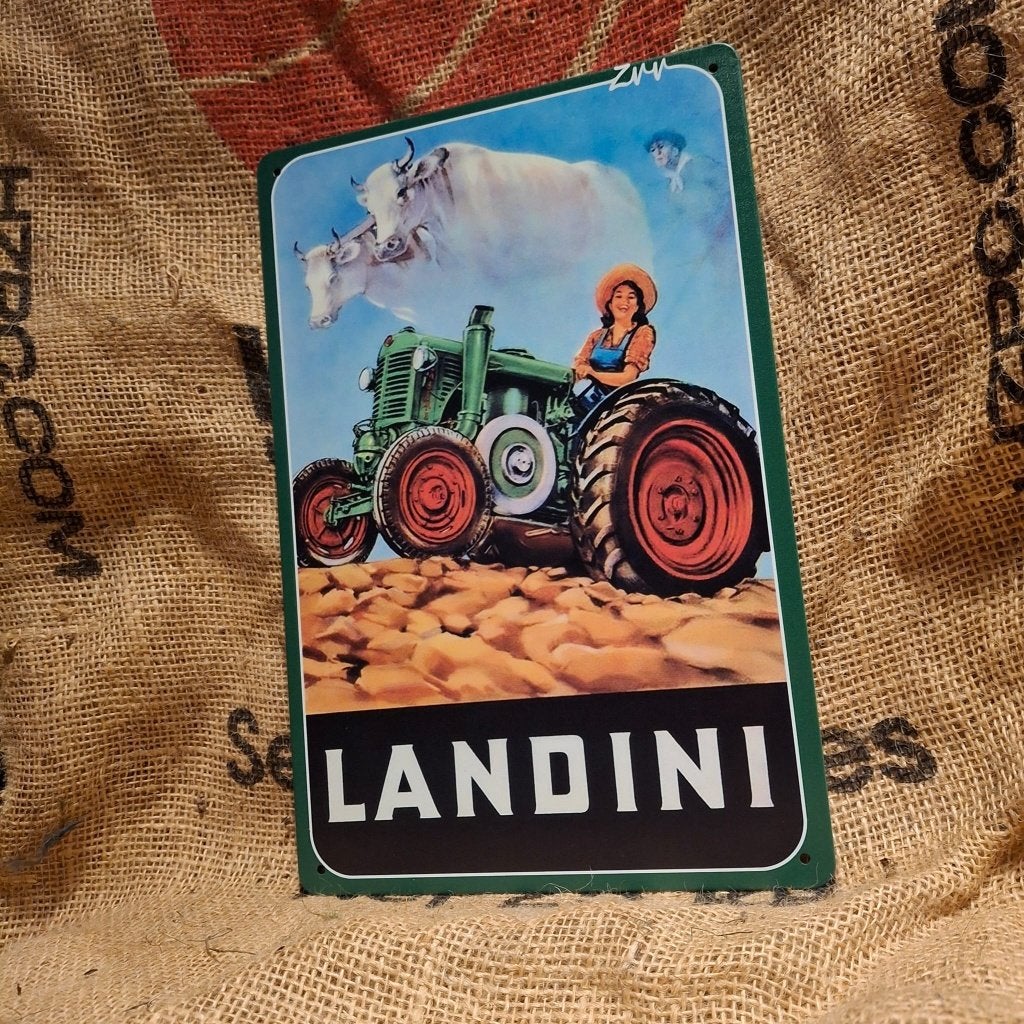 Landini - Metalen wandplaat, Metaal, 30 cm, 20 cm, Meerkleurig