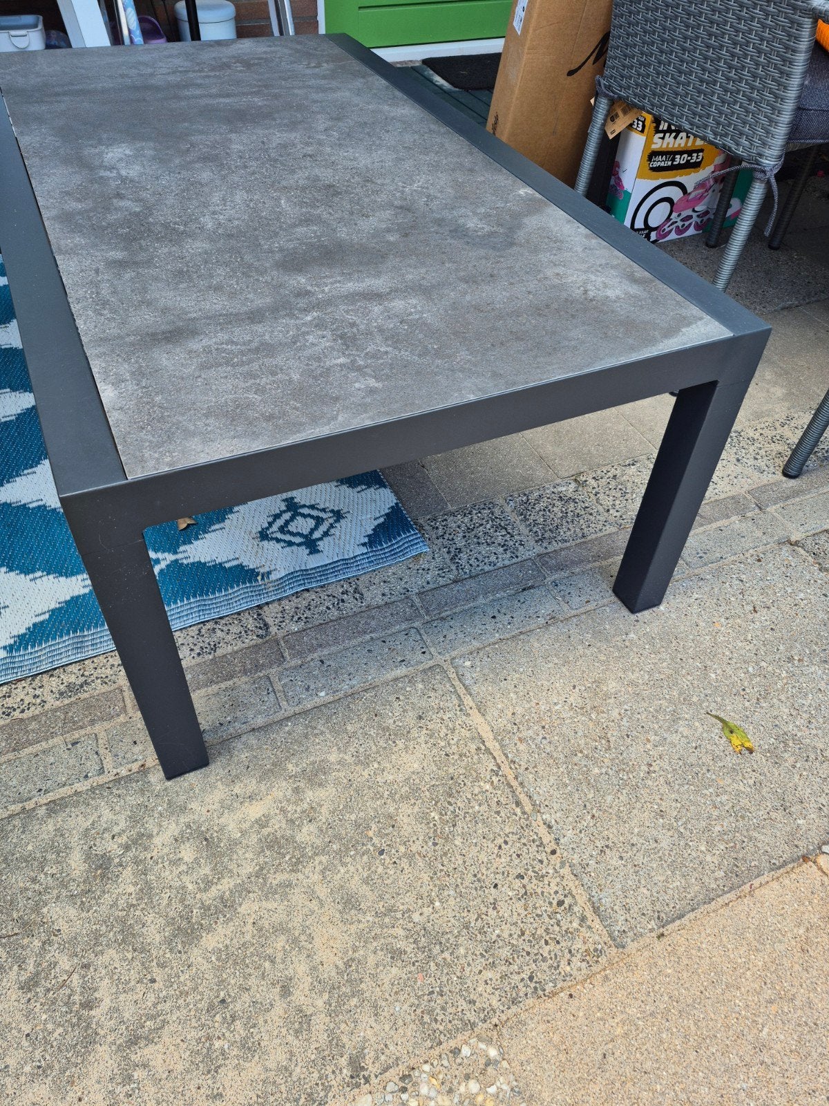 Atlanta tuintafel 120x70 cm loungetafel Antraciet/ keramiek, Ophalen, Nieuw, Rechthoekig, Aluminium