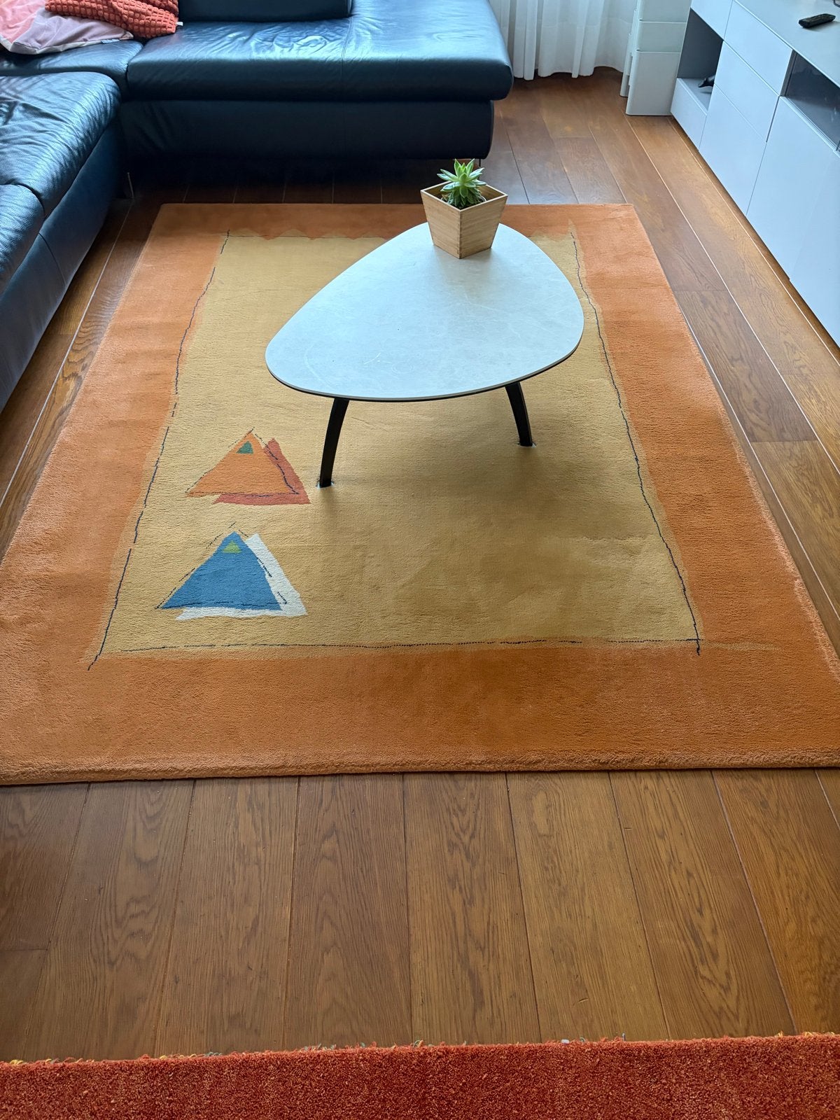 Modern Vloerkleed Oranje/Geel met Geometrische Patronen, 150 tot 200 cm, 200 cm of meer, Oranje, Ophalen of Verzenden