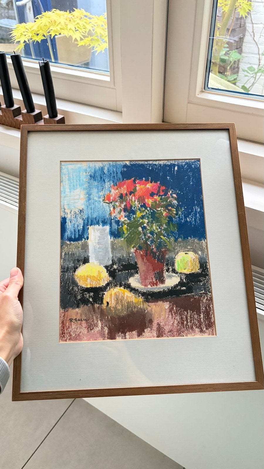 Ragnar Falk Pastel Stilleven - Gesigneerd en Ingelijst, Antiek en Kunst, Ophalen, Realistisch, Stilleven, Gesigneerd