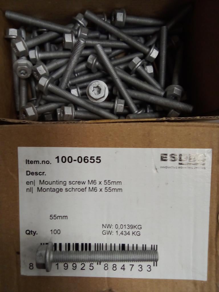 Esdec Montage schroef M6*12,55,70, Doe-het-zelf en Verbouw, Overige typen, Nieuw, Ophalen of Verzenden, Minder dan 5 m²