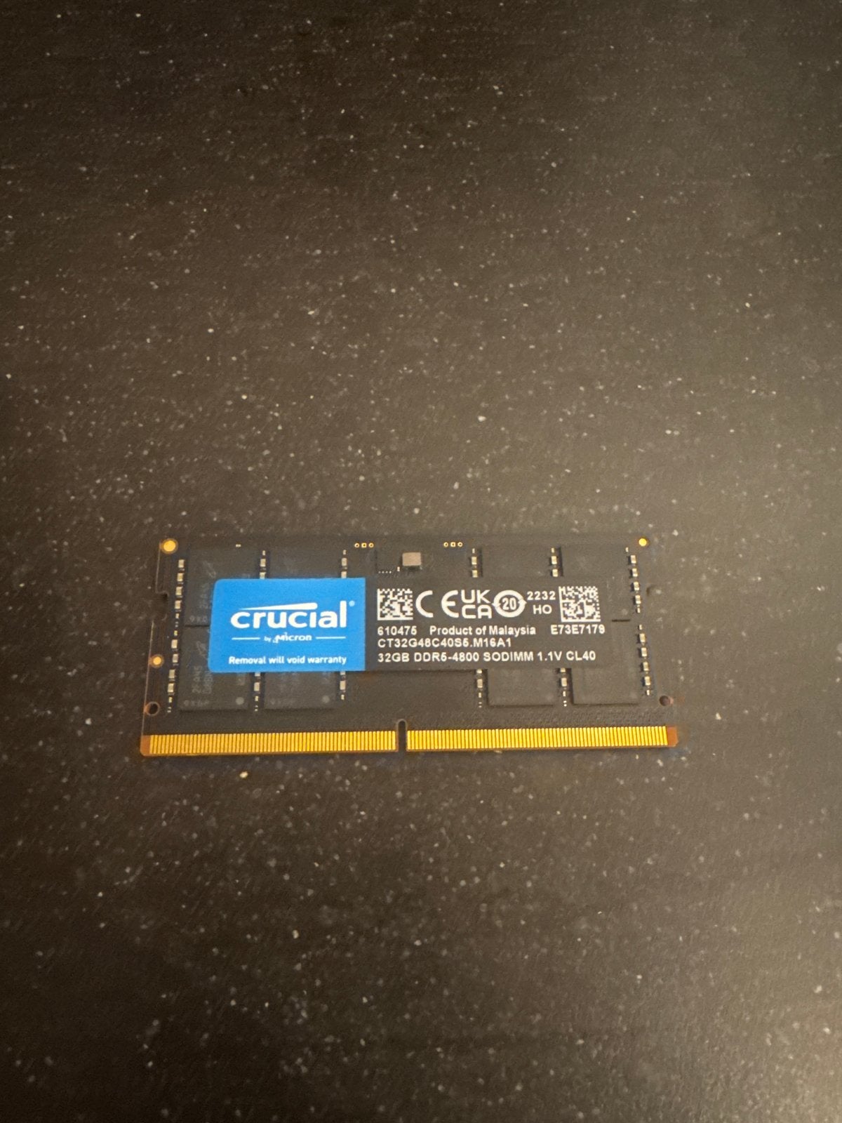 32GB DDR5 SODIMM RAM voor laptop merk Crucial, 32 GB, Ophalen of Verzenden, Zo goed als nieuw, DDR5
