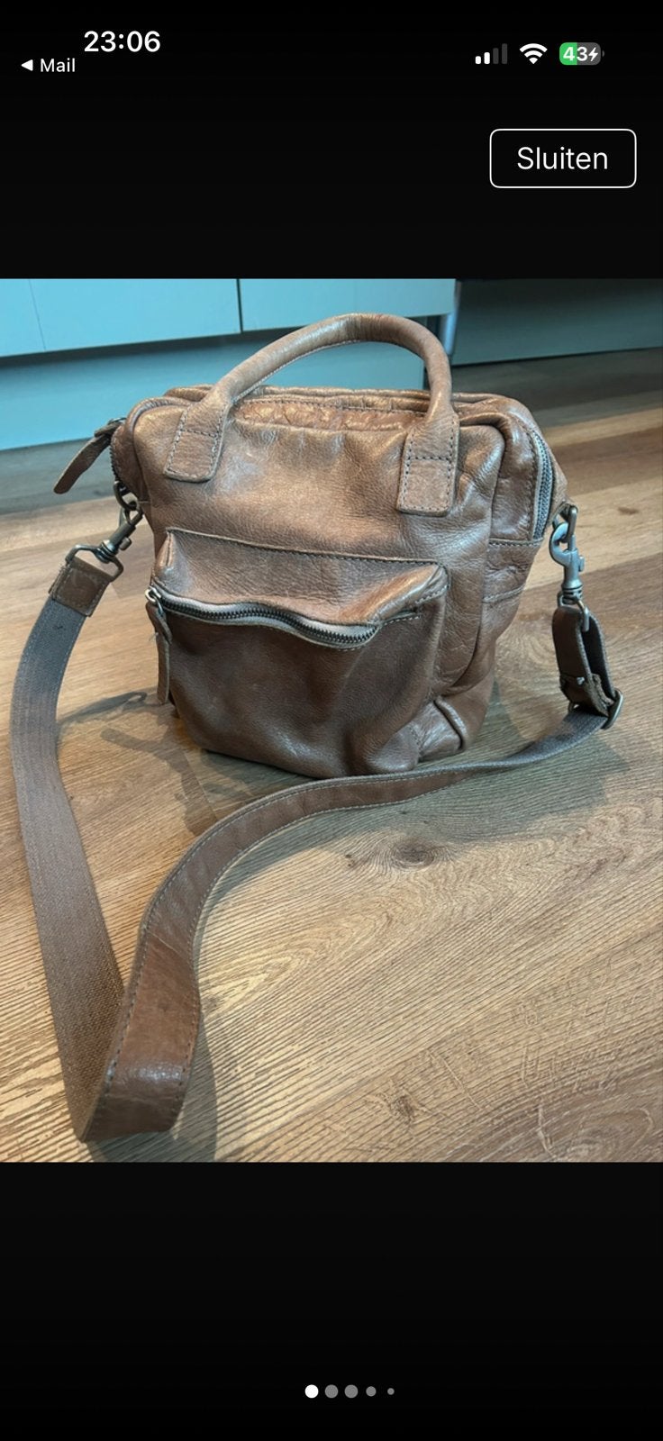 Cowboysbag Handtas/Schoudertasje Bruin Leer, Ophalen of Verzenden, Gebruikt, Bruin, Handtas