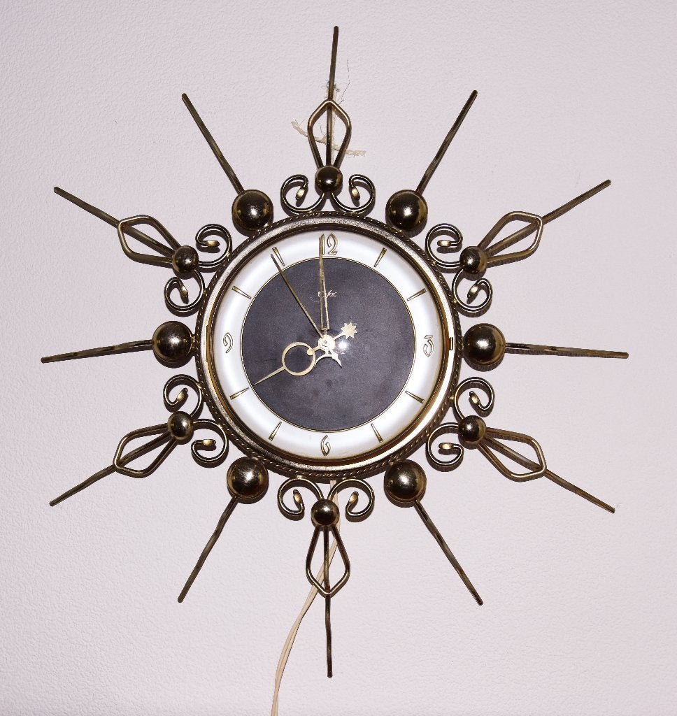Vintage Wandklok van Orfac, Ophalen, Goud, Stil uurwerk, Analoog