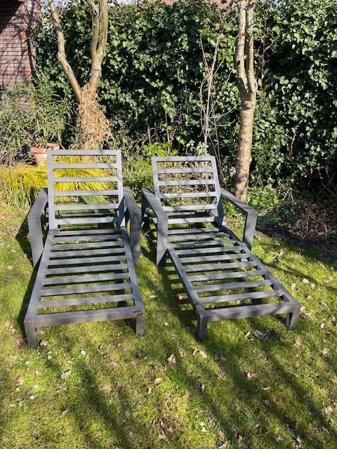 set van 2 Bellagio Vezzano ligbedden met wieltjes, Ophalen, Gebruikt, Aluminium, Verstelbaar
