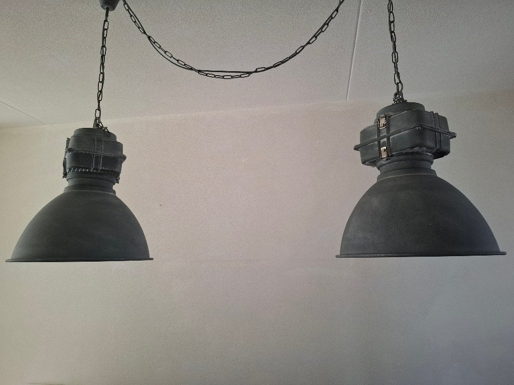 3 Hanglamp + staande schemerlamp betonlook mexlite design, Ophalen, E27 (groot), Zo goed als nieuw, Betonnen look