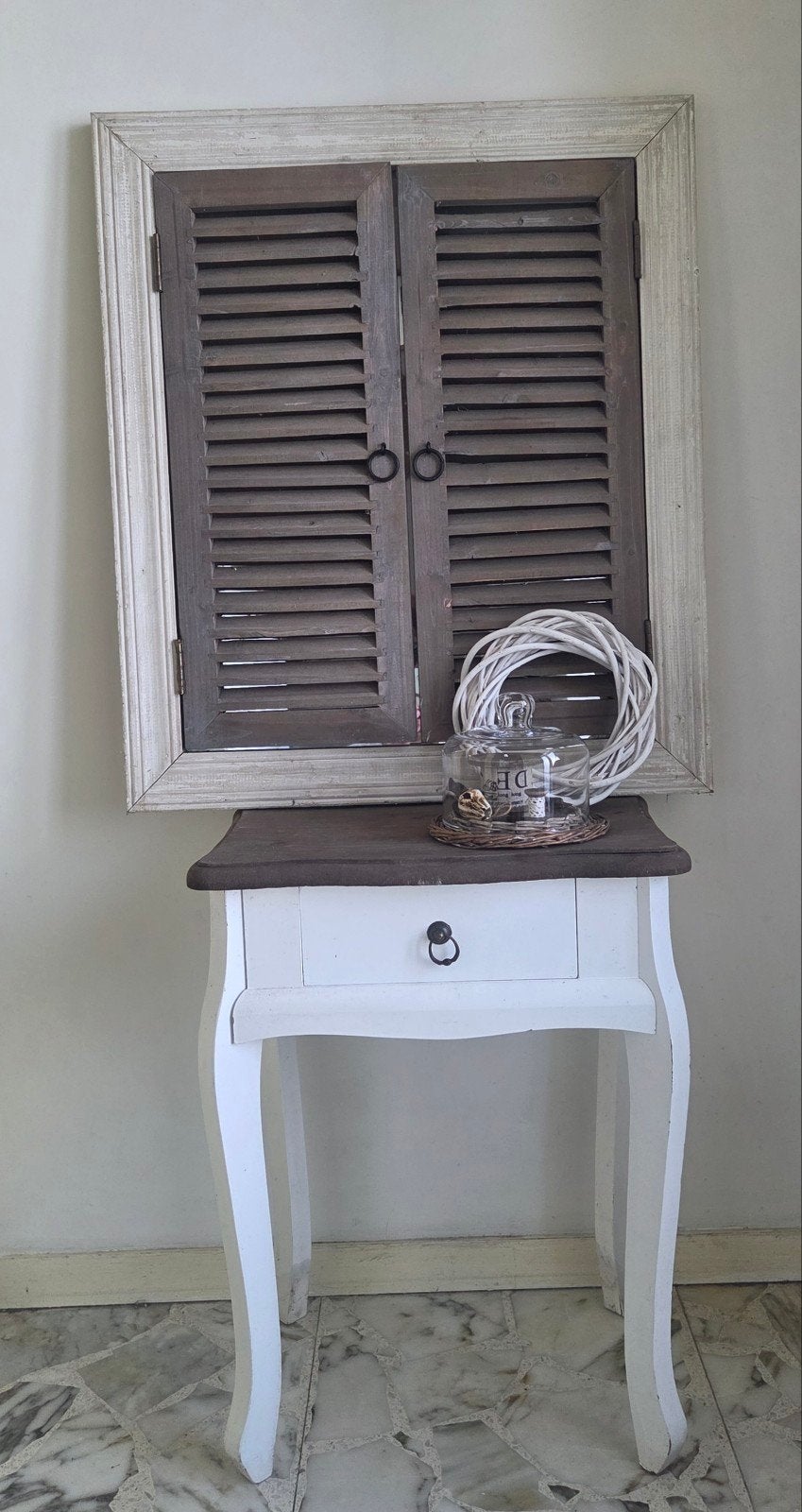 Decoratieve spiegel met luiken - Landelijke stijl, Ophalen, Gebruikt, Rechthoekig, 50 tot 75 cm