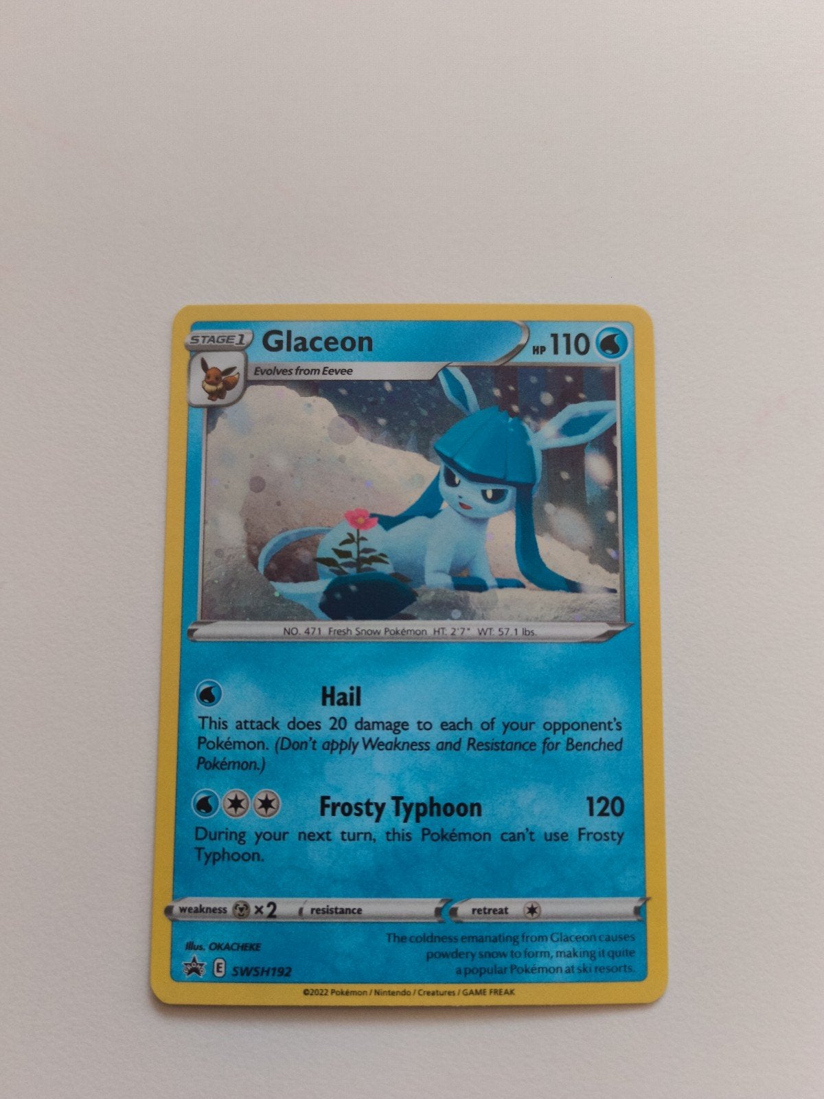 Glaceon SWSH192 Pokémon Kaart - Sword & Shield Promo, Ophalen of Verzenden, Zo goed als nieuw, Losse kaart, Foil