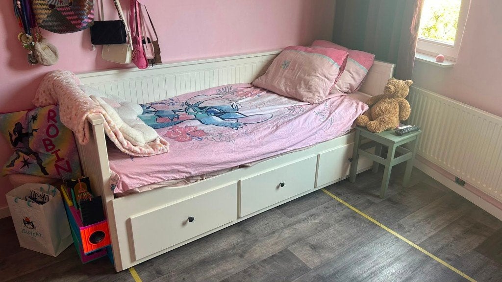 Bedbank IKEA Hemnes, Ophalen, Verstelbaar, Eenpersoons, Wit