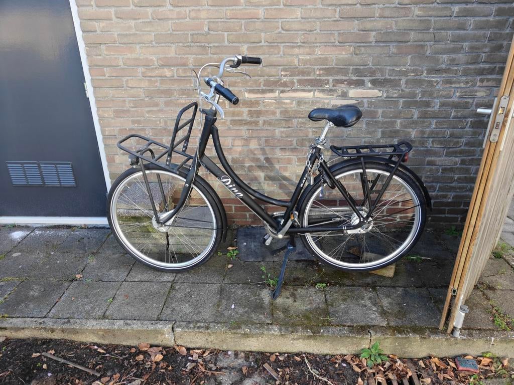 Diva damesfiets - Zwart, met voordrager, Fietsen en Brommers, Fietsen | Dames | Damesfietsen, Terugtraprem, Ophalen, Overige merken