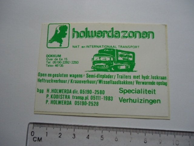 sticker oud DOKKUM Holwerda truck transport friesland retro, Verzamelen, Stickers, Verzenden, Zo goed als nieuw, Bedrijf of Vereniging