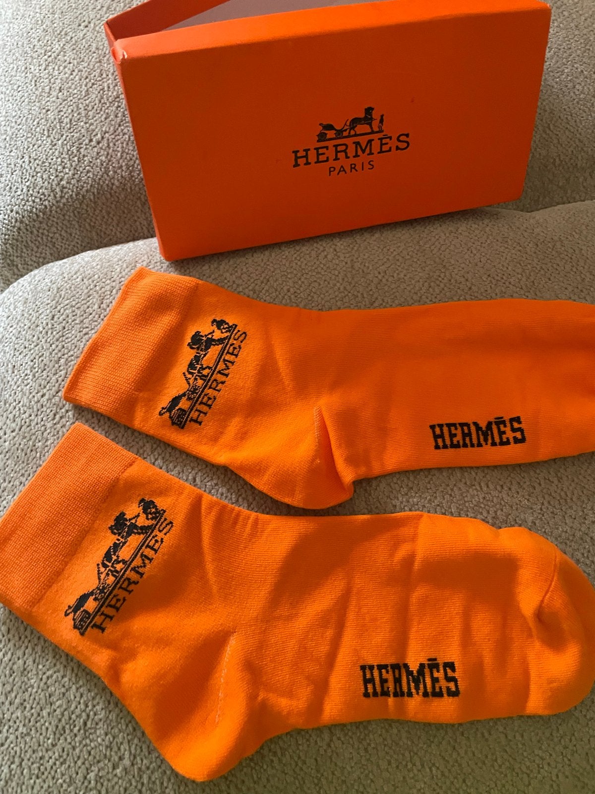 Hermès sokken - Oranje met logo, Sokken en Kniesokken, Nieuw, Ophalen of Verzenden, Overige maten