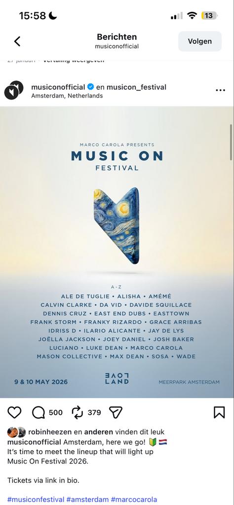 Music on weekend en zondag ticket, Tickets en Kaartjes, Eén persoon