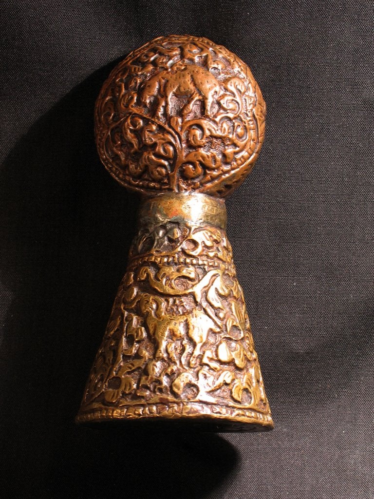 Lakstempel antiek Tibet, lotus, 19e eeuws. 1044, Ophalen of Verzenden