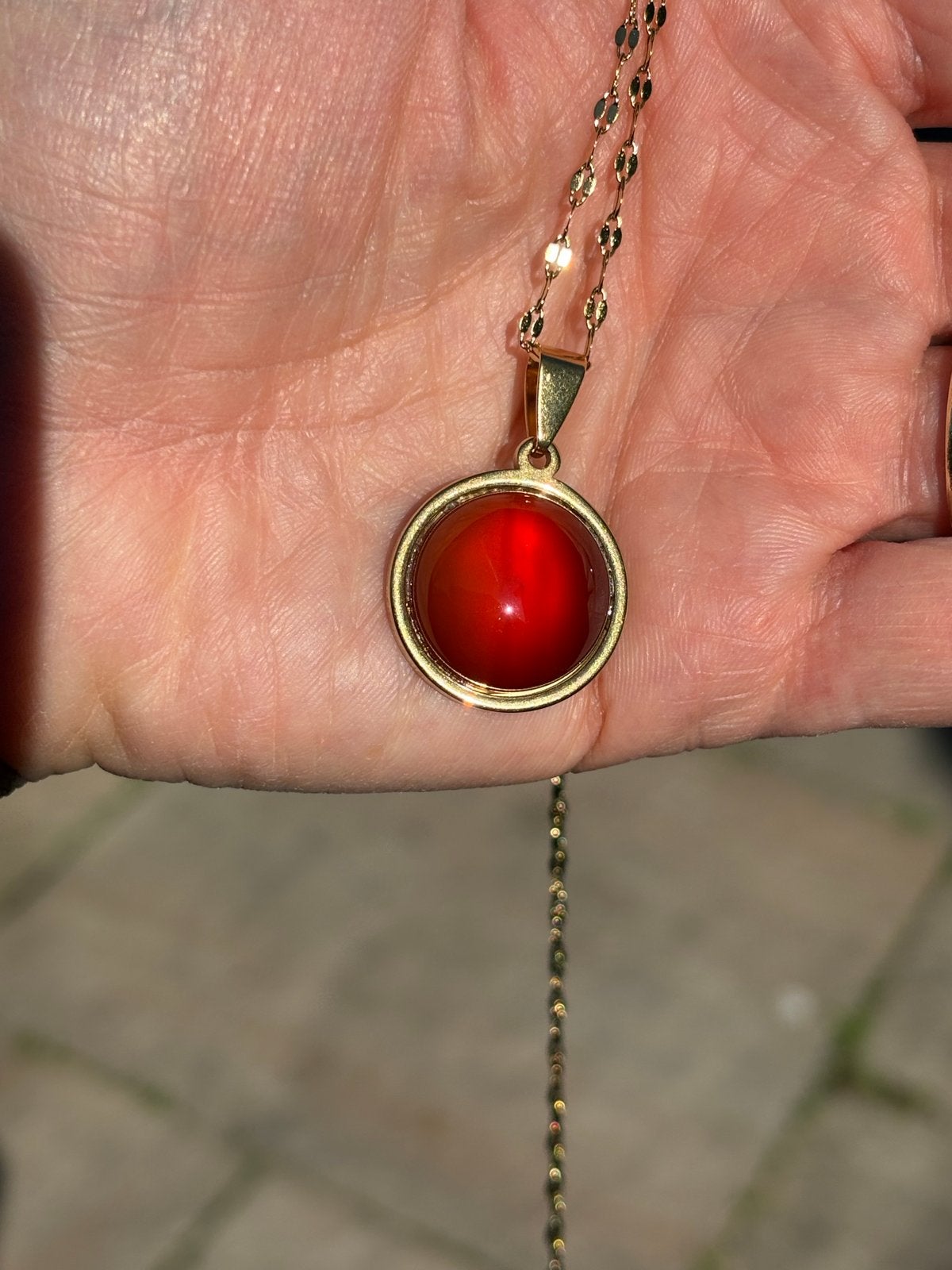 Rode Agaat Hanger Ketting - RVS Goud Verguld 55cm, Nieuw, Cariadgems@hotmail.com, Ophalen of Verzenden, Cariad gems