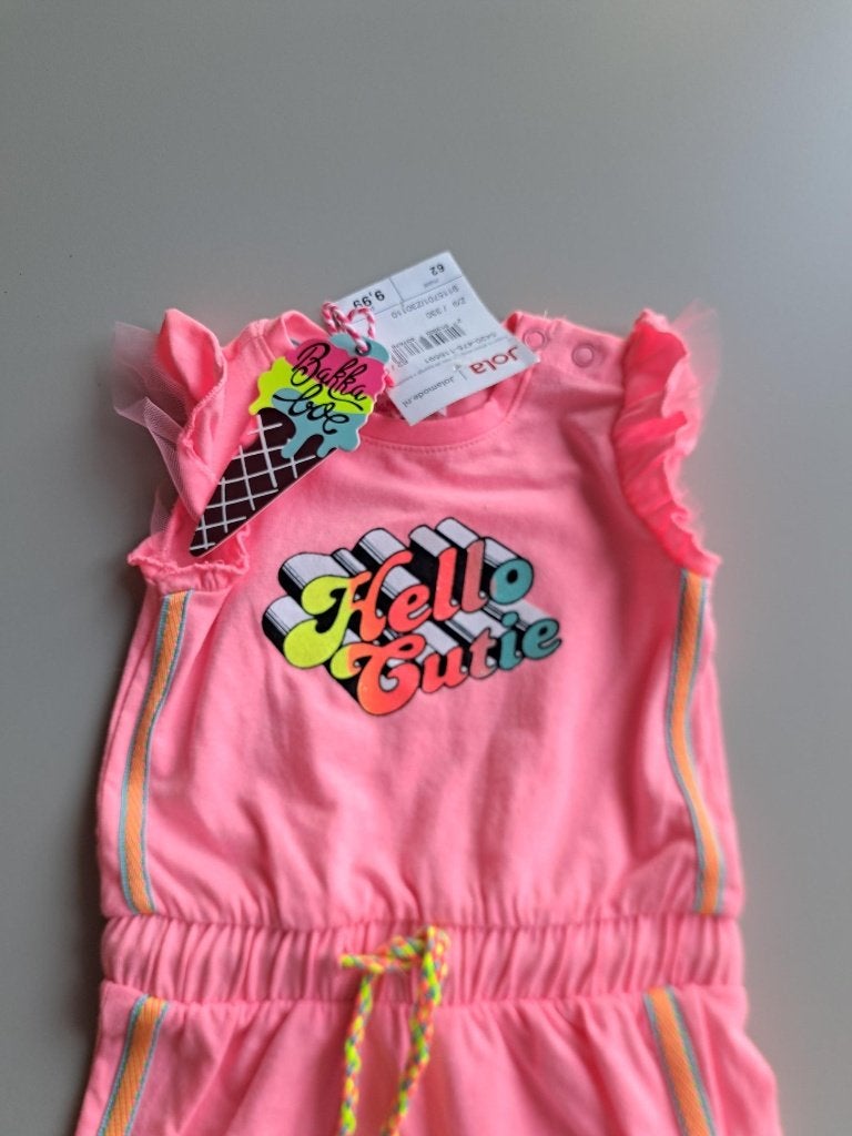 Nieuw met kaartje: roze jurkje "hello cutie", maat 62., Meisje, Jurkje of Rokje, Nieuw, Ophalen of Verzenden