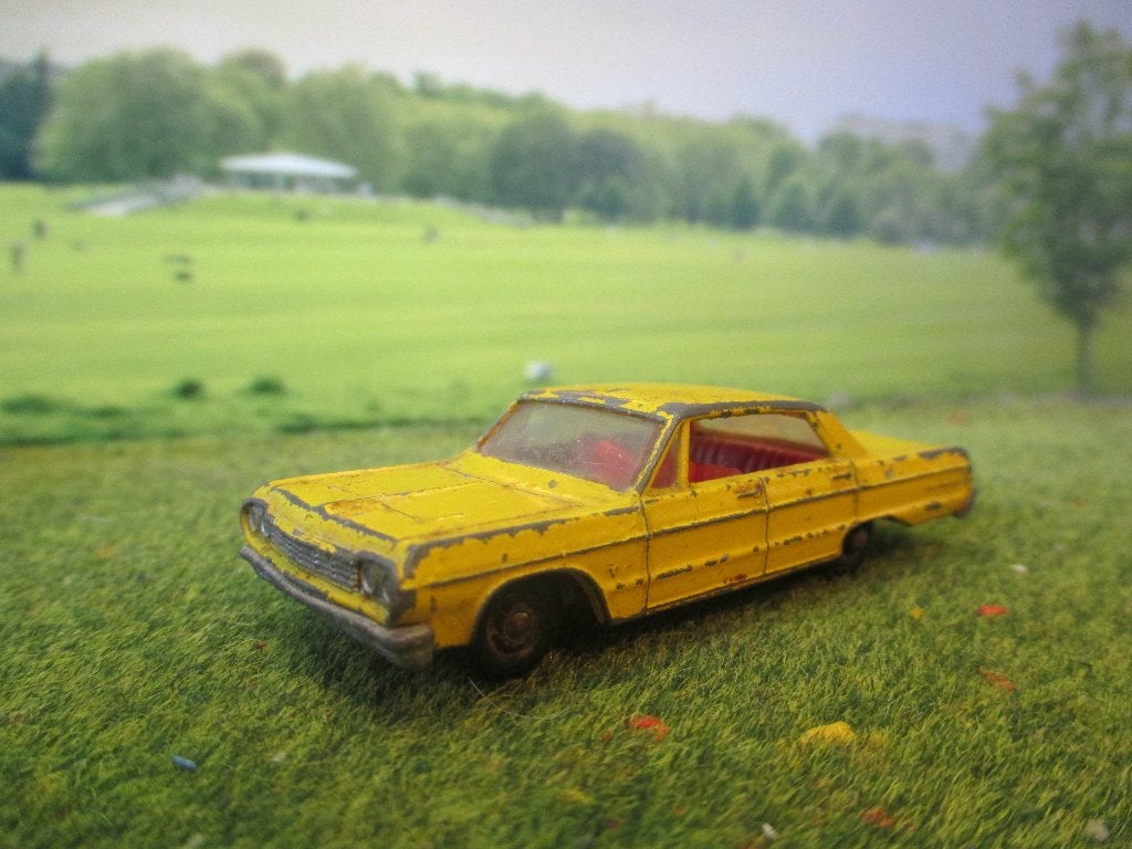 1:72 Chevrolet Impala Taxi Lesney 20 Lemon m.rood interieur, Hobby en Vrije tijd, Ophalen of Verzenden, Nieuw, Auto