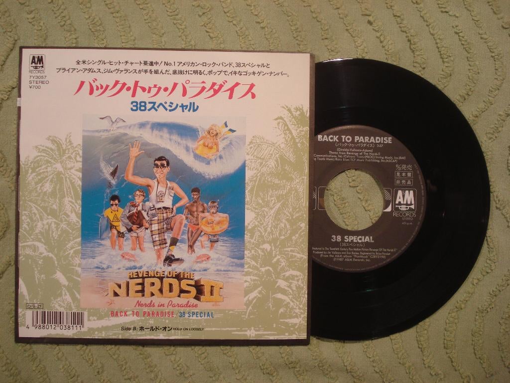38 Special 7" Vinyl Single: ‘Back to paradise’ (Japan) promo, Ophalen of Verzenden, Zo goed als nieuw, Filmmuziek en Soundtracks