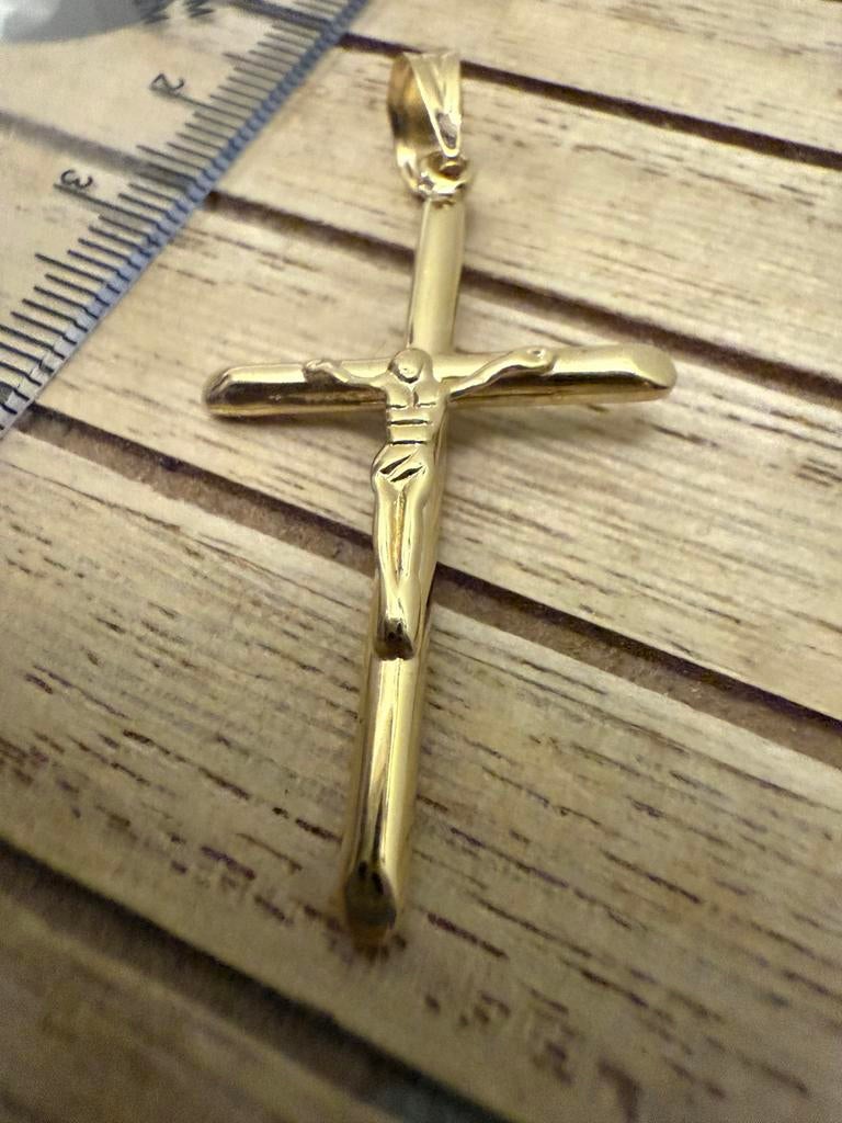 Prachtige 14 karaats gouden kruis hanger met jezus, Sieraden, Tassen en Uiterlijk, Kettinghangers, Ophalen of Verzenden, Nieuw
