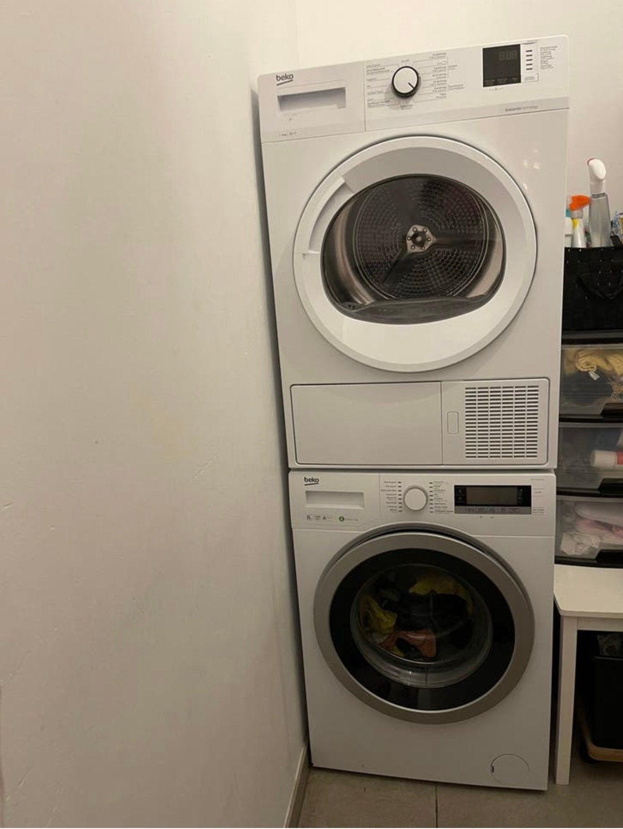 Beko Wasmachine WMY 81443 LMB2 & Droger DF8421TX0 Set, Witgoed en Apparatuur, Wasmachines, Ophalen, Zo goed als nieuw, 1200 tot 1600 toeren
