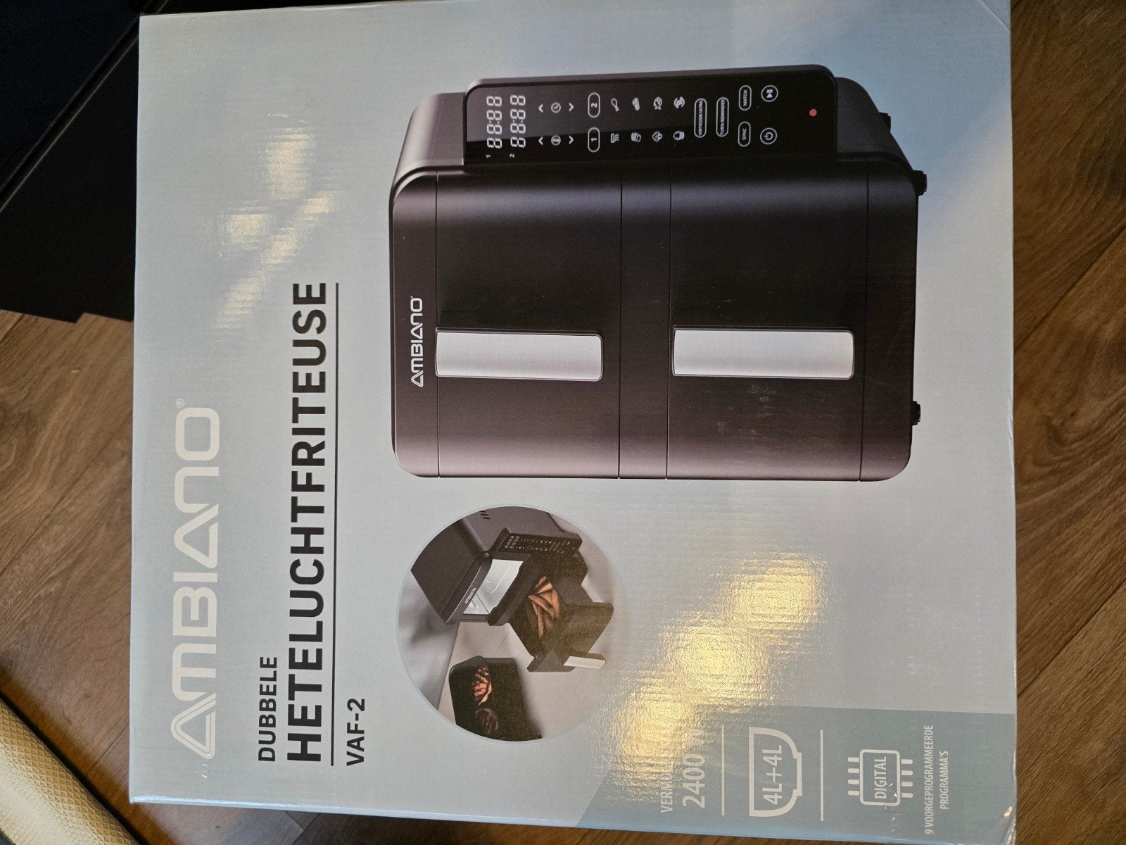 Ambiano Dubbele Heteluchtfriteuse VAF-2 - 2x4L, 2400W, 4 liter of meer, Ophalen of Verzenden, Nieuw, Duo-friteuse