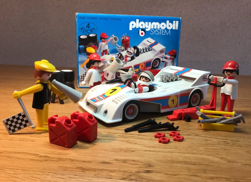 Vintage Playmobil 3537 Texaco Raceauto Compleet + Doos, Complete set, Voertuig, Ophalen of Verzenden, Zo goed als nieuw