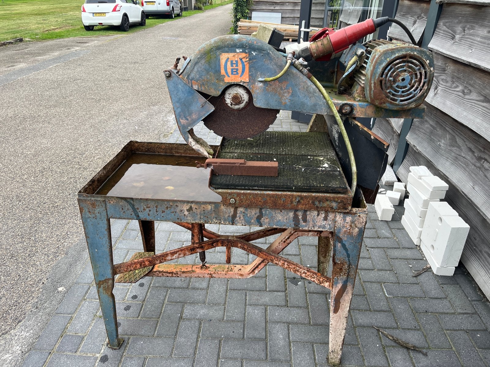 Oude steenzaag / zaagtafel voor bouw en tuin, Ophalen, Gebruikt, 70 mm of meer, Overige typen