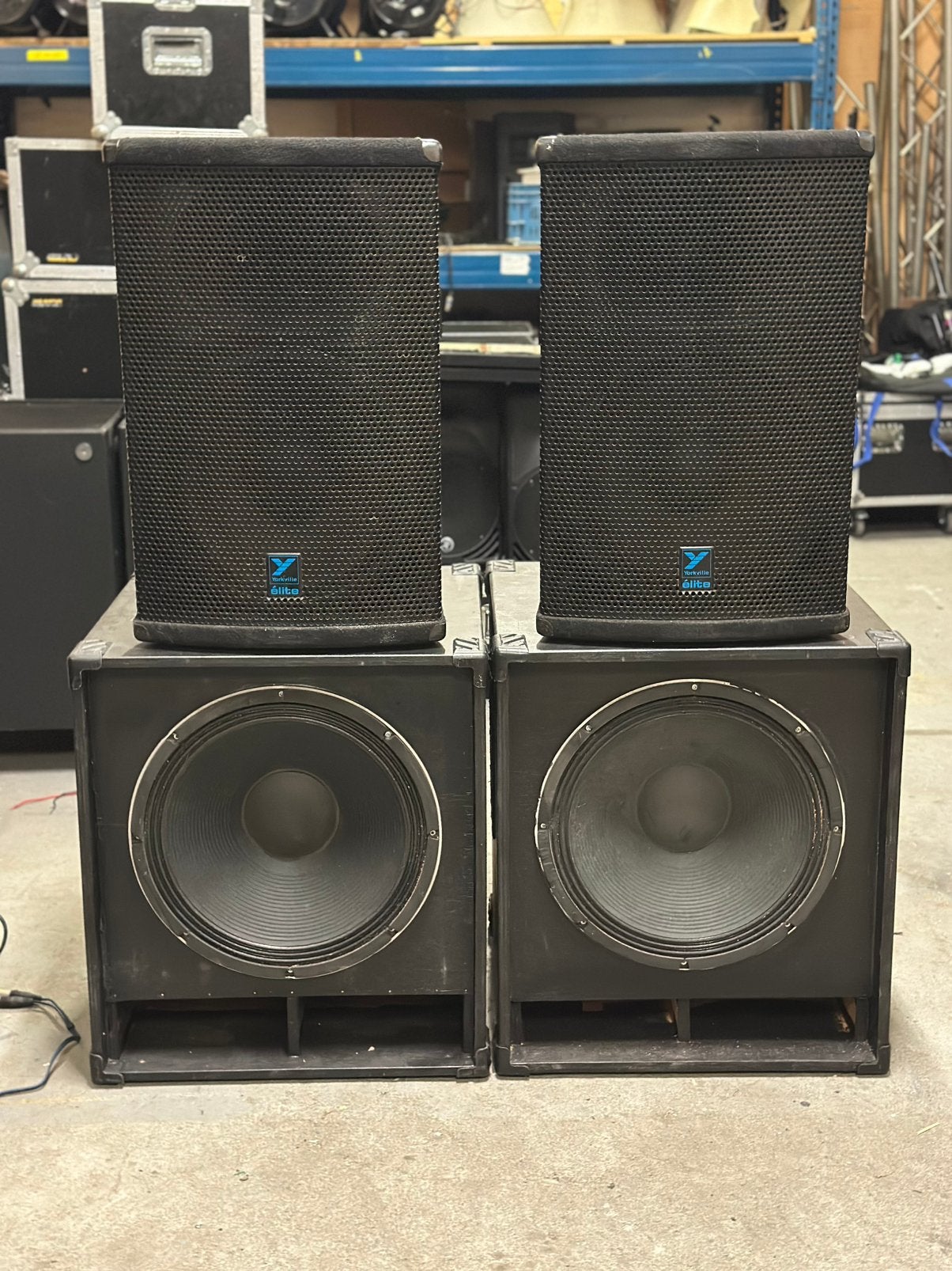 Geluidset 2x18” bas 2x15” top, Gebruikt, Overige typen, Ophalen, 150 watt of meer