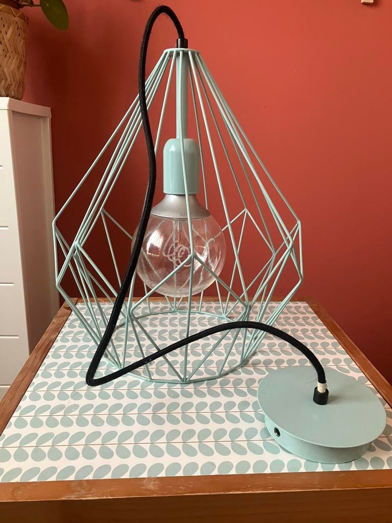 Hanglamp scandinavisch modern wireframe cage lamp diamant, Ophalen of Verzenden, Zo goed als nieuw, Metaal, Minder dan 50 cm