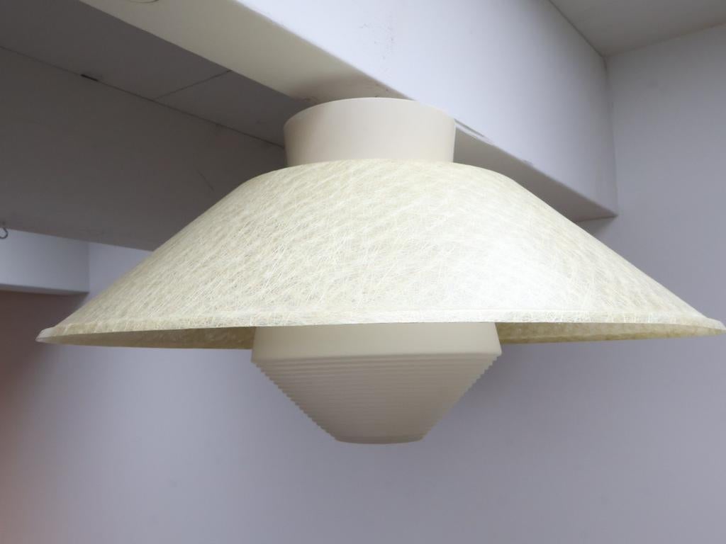 Vintage Plafondlamp | Louis Kalff | Philips Jaren '60 Fiber, Ophalen, Gebruikt, ., Glas