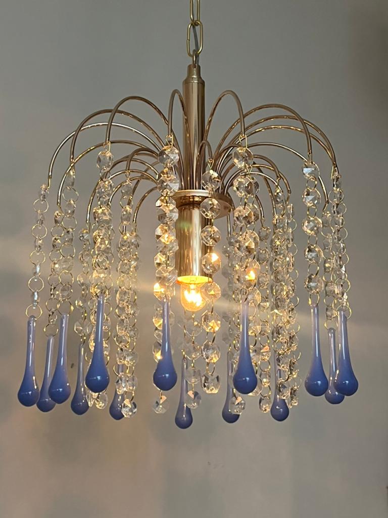 10 Vintage Opaline blauwe Teardrop kristallen Kroonluchter, Ophalen of Verzenden, Baak, Baak, Baak